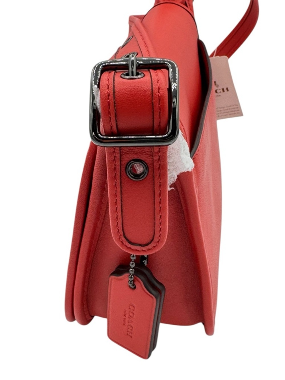 NEW Coach Saddle Bag Glovetanned Leather Deep Coral - Picture 5 of 11